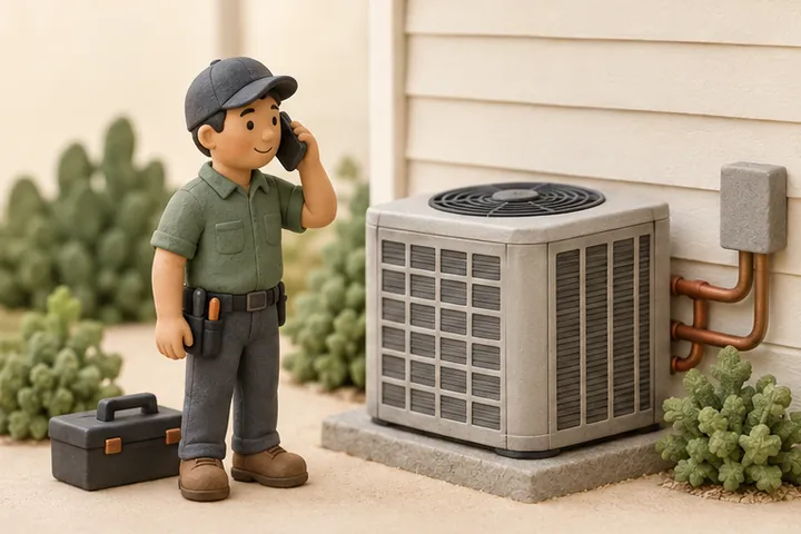 HVAC answering service technician taking call